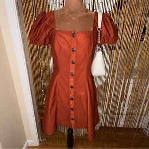 Sequin Hearts Rust Button-Down Mini Dress